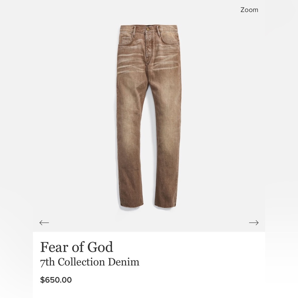 Fear of God 7th Collection Denim. Size 36